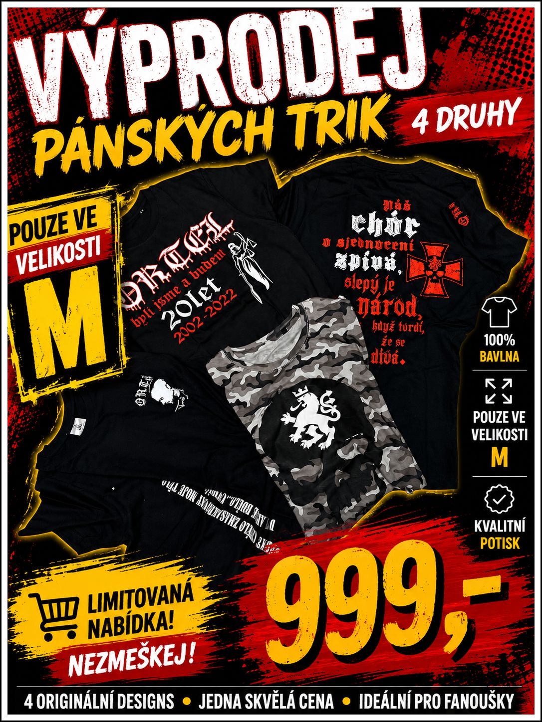 4 x pánské triko velikost M